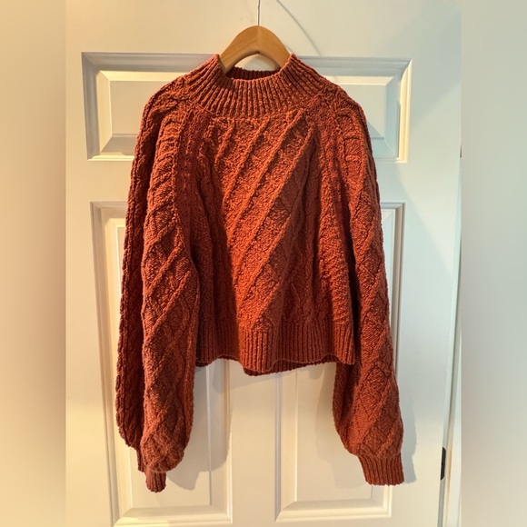 Free People oversized- Cozy Cable Knit Sweater in Rust - Picture 1 of 2